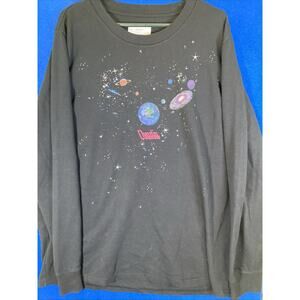 Ovadia New York Planet Galaxy Space Graphic Long Sleeve Shirt Black Men XXL